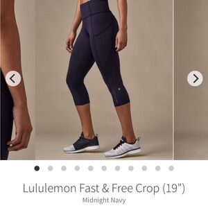 Lululemon Fast and Free high rise crop leggings